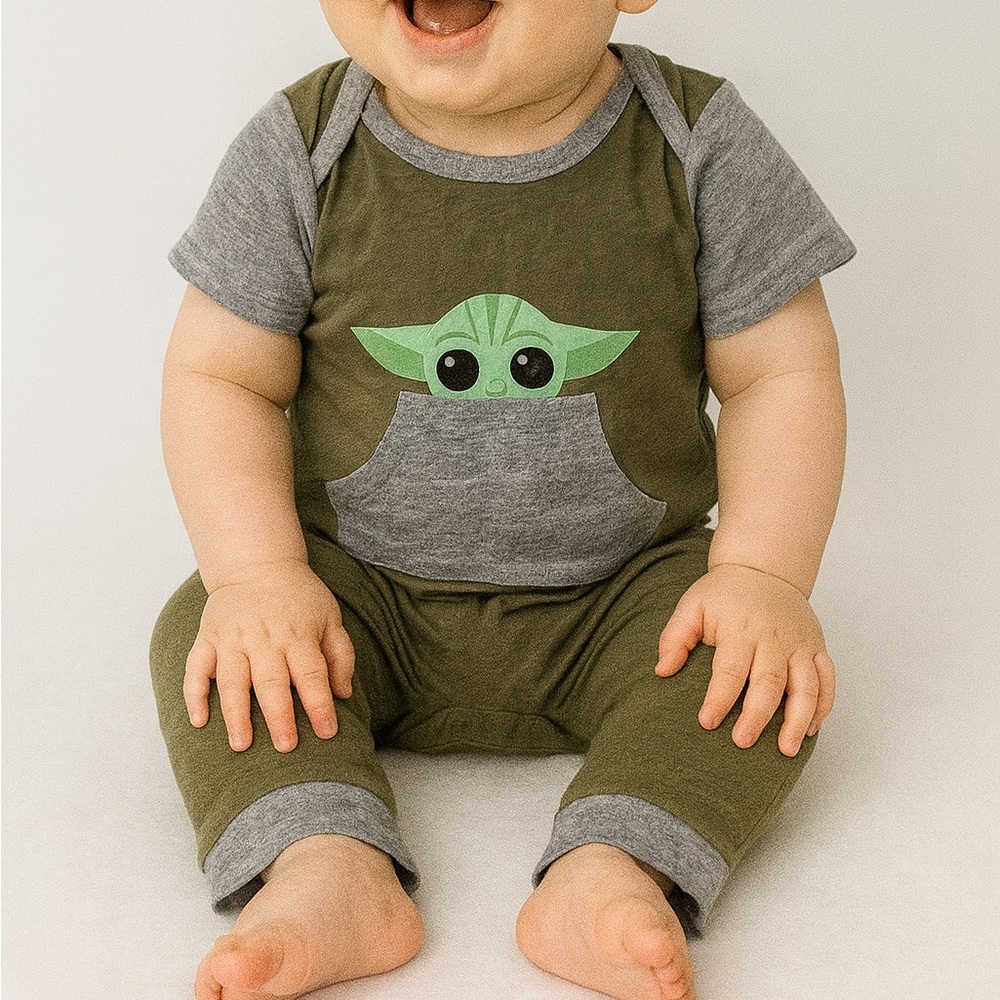 Green and Gray Baby Yoda Romper